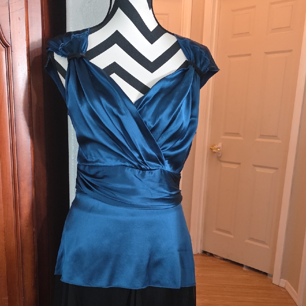 Chamuse SILK Elegant Blue "GODDESS " Blouse